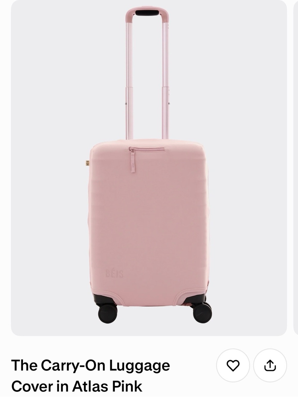 NWT Beis carry on cover in Atlas pink. Not accepting lowball offers!